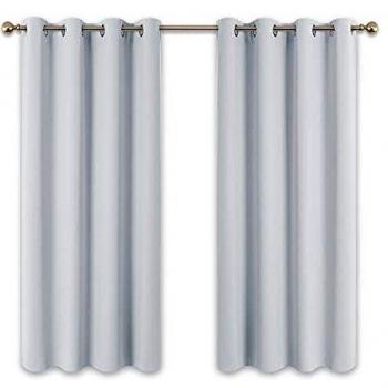 PONY DANCE Cortinas Cortas con Ojales Salon Modernas Blancas Grises Ventana Dormitorio Infantil Bebe/Cortinas Termicas Aislantes UV Ruido Frio Calor, 2 Uds, 117 x 137 cm