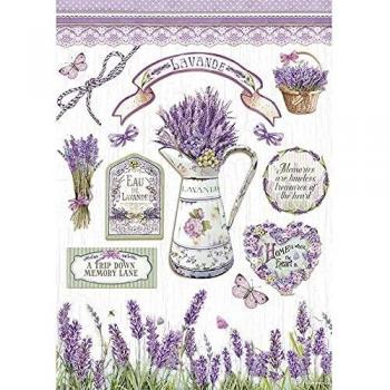 Stamperia International Rice Paper-Lavender Papel de arroz, Lavanda, Varios, A4