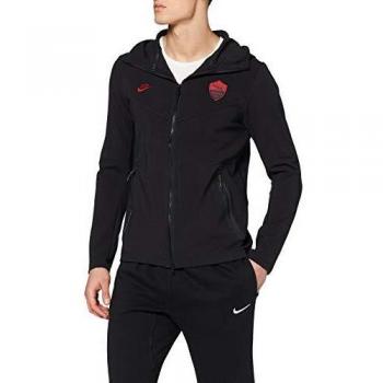 Nike Roma MNSW TCH PCK Hoodie FZ CL Sudadera con Capucha, Hombre, Black/Team Crimson, S