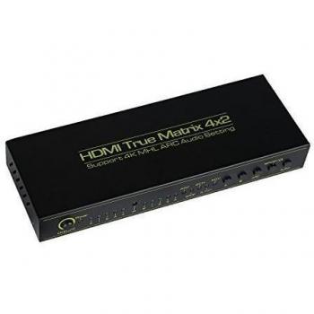 Liqoo® Matrix 4 x 2 HDMI Distribución de 4 en 2 OUT Splitter Switch 4 K 2 K ultra HD 1080P 3d v1.4 Arc EDID Conmutador Audio Salida SPDIF 5.1 Surround Audio - 4 entradas a 2 salidas