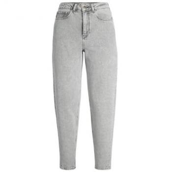 Jack & Jones Lisbon High-Waisted Mom Jeans for Women - Light Grey Denim
