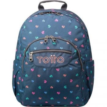 TOTTO - Mochila escolar Acuareles-5JH adaptable a carro con estampado de corazones