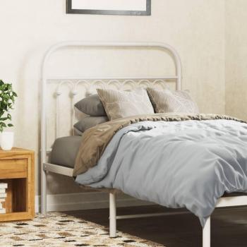 Cabecero de metal blanco 90 cm vidaXL con diseño moderno, estructura metálica resistente, acabado en color blanco, dimensiones de 90 cm de ancho, ideal para camas individuales y fácil instalación