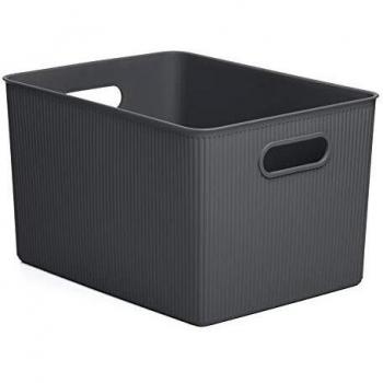 Tatay Caja Organizadora Rectangular Baobab, 22L de Capacidad, de Polipropileno, Libre de BPA, Color Gris Antracita, Medidas 29,4 x 38,5 x 23 cm