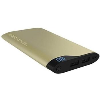 BATERIA EXTERNA UNIVERSAL CYGNETT CHARGEUP DIGITAL GOLD - 6000mAh - 2xUSB - 2.1A - PANTALLA LED - CABLE MICRO-USB - ACABADO METALICO