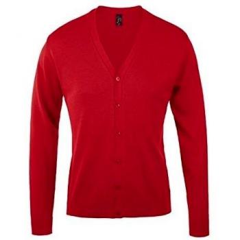 Sol 's - Golden Men V de Neck Knitted Cardigan rojo M