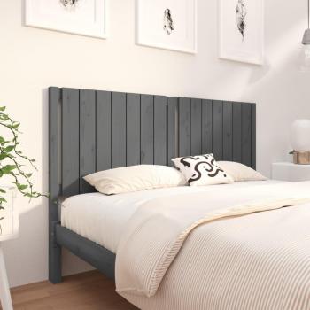Cabecero de cama gris 155,5x4x100 cm madera maciza de pino