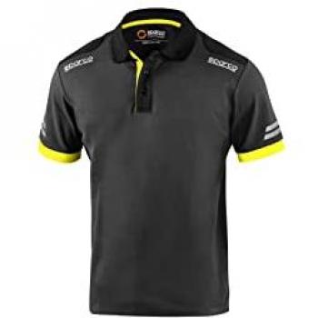 Polo Técnico Sparco Tech 180 gr Gris/Amarillo Flúor Talla S con Hombros Reforzados y Zonas Reflectantes de Alta Visibilidad Unisex-Adulto