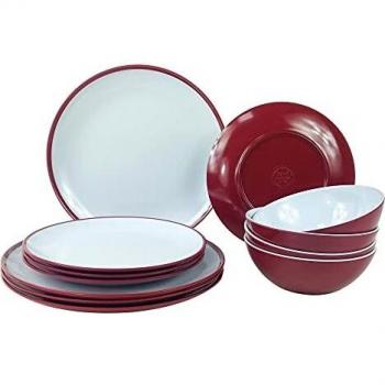 Juego de Vajilla de Melamina Kampa Dometic Ember Red, 12 Piezas para 4 Personas