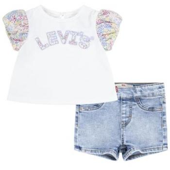 Conjunto Floral Suggar Levi's Kids - Traje coordinado de short y camiseta, diseño floral, color crema, talla 24 meses para bebés