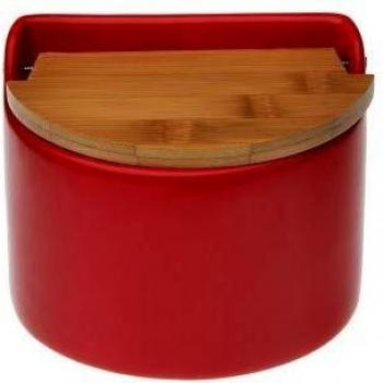 VERSA 21490010 Salero Rojo Tapa Bambú, No Aplica
