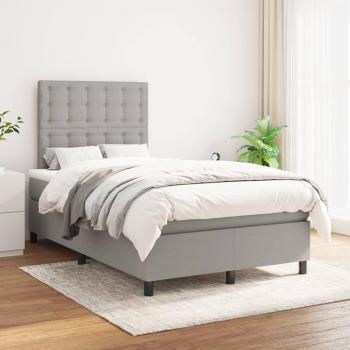 Cama box spring de muelles con colchón gris claro 120x200 cm Tela