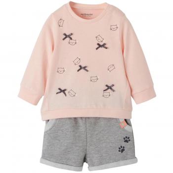 VERTBAUDET Conjunto 2 Prendas bebé niña Rosa/Gris Jaspeado 6M