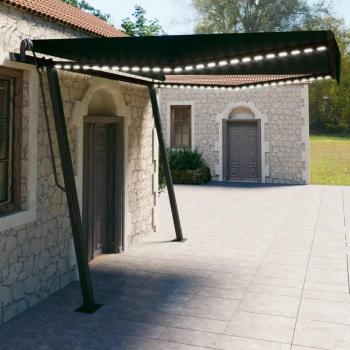 Toldo Retráctil Manual Día y Noche con LED Gris Antracita 4x3 m