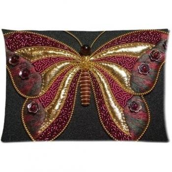 Bordado con cremallera fundas de almohada, diseño de mariposas 20 x 30 pulgadas