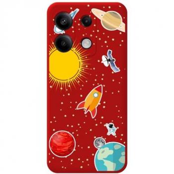 Funda Silicona Líquida Roja Diseño Espacial para Xiaomi Redmi Note 13 Pro 5G