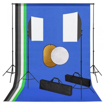 Kit de Estudio Fotográfico con Lámparas, Fondo y Reflector - incluye luces para iluminación diurna y nocturna, fondo para fotografía y reflector