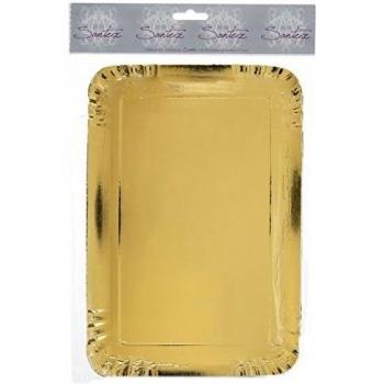 SANTEX 4375-3-20, Sachet 5 petits plateaux rectangulaires métallisés 19x28, or