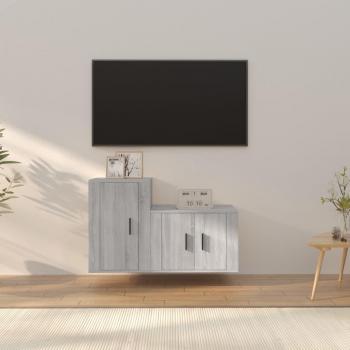 vidaXL Set de muebles para TV 2 piezas madera contrachapada gris Sonoma, Mueble de salón, Mueble TV, Mesa de TV