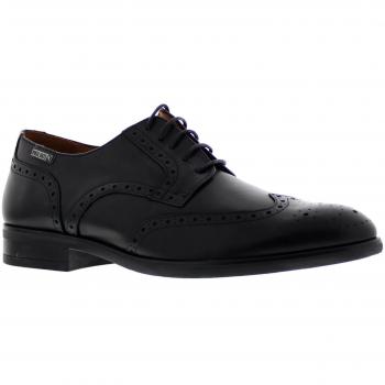 Pikolinos Men's Leather Lace-Up Shoes with Cushioned and Removable Insole - Bristol M7J-4186 Black