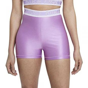Nike Pantalones Cortos Pro High Rise 3'' Lila 2XS Mujer