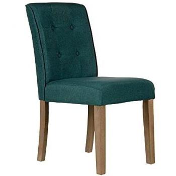 Silla capitoné Verde de Madera y Lino con Botones de 47x52x92 cm - LOLAhome