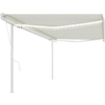 Toldo automático con LED y sensor de viento crema 5x3 m