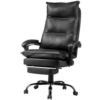 VEVOR Ergonomic Executive Office Chair with Adjustable Footrest and Lumbar Support, 400lb Capacity, High Back PU Leather Reclining Desk Chair