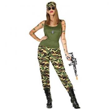 Disfraz Militar Mujer Adulto Camuflaje Verde M/L 3 Piezas