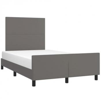 Estructura de cama con cabecero tapizado en cuero sintético gris 120x200 cm