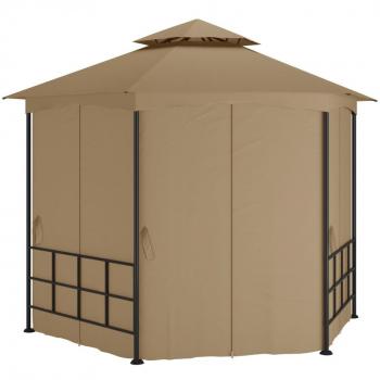 Cenador gris taupe con paredes laterales 3.1x2.7 m