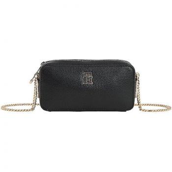 Tommy Hilfiger Black Polyethylene Handbag, Shoulder Bags, female, Size: ONE SIZE, Black Crossbody Bag with Chain Strap