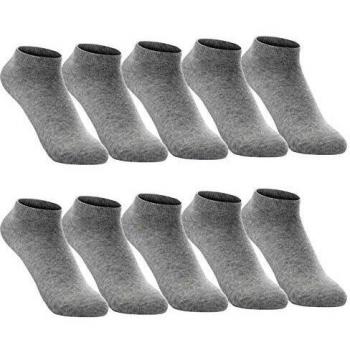 FALARY Calcetines DeportivosTobilleros hombre mujer 10 Pares Cortos Calcetin Algodon Gris 3538