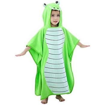 MICHLEY Toalla Bebe con Capucha, 70x70cm Algodón Capa de Baño Bebé for 2-6 Años,Verde Pez