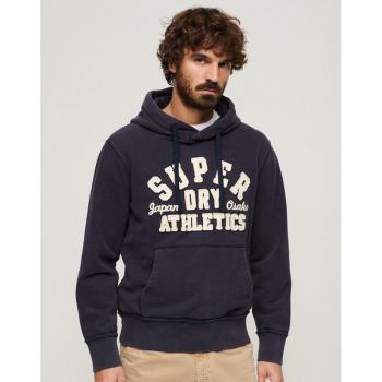 Sudadera con Capucha Vintage Athletic para Hombre - Color Eclipse Marino, Talla M, Algodón Casual