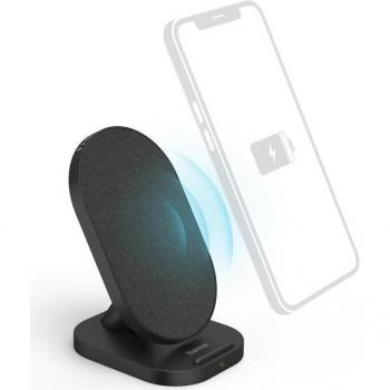 Cargador Inalámbrico Hama QI-FC10S-Fab, 10W, Carga Inductiva, USB, 1.5m, Negro