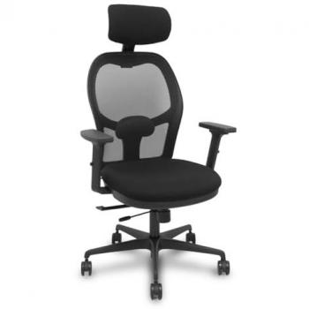 Silla Gaming Jorquera Malla Negra con Asiento Bali Negro y Brazos 2D, Cabecero Regulable