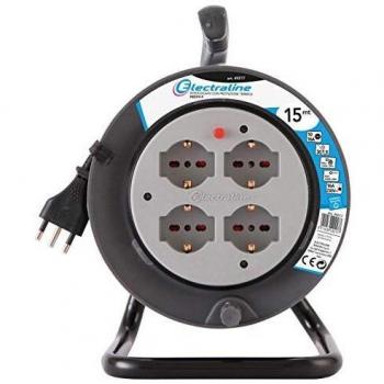 Carrete de Cable 15 m Sección 3x1.5 con 4 Enchufes y Protección 49217