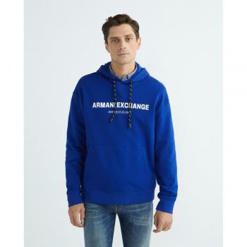 Armani Exchange Electric Blue Organic Cotton Men's Hoodie - Size XL
