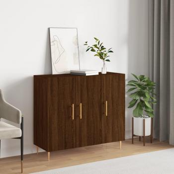 Aparador de madera de ingeniería 90x34x80 cm en color marrón roble, mueble de almacenaje para salón, buffet, armario auxiliar y armario de almacenamiento