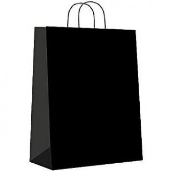 SIN MARCA Paq.25 bolsas papel asa retorcida formato l 32+14x40cm 90gr negro 02004042
