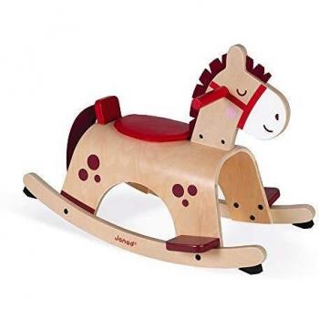 Janod - Mecedora de madera en forma de Pony - Colores Suaves - Adecuada para Aprender el Equilibrio - Sistema Anti-Inclinación - Juguete para Niños de 1 a 2 años, J08023