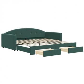 Sofá cama nido con cajones terciopelo verde oscuro 100x200 cm Vidaxl