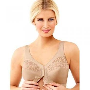 Glamorise MagicLift Front-Closure Support Bra - Wireless Pink Full Coverage Bra for Women 58-G