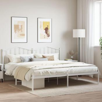 Estructura de cama con cabecero de metal blanco 200x200 cm