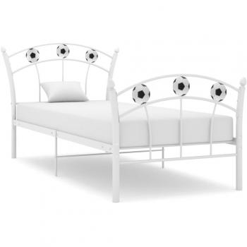 Estructura de cama con diseño de fútbol metal blanco 90x200 cm