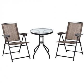 Conjunto de jardín Outsunny mesa+2 sillas marrón