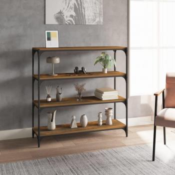 Estantería de contrachapado y acero 100x33x100 cm en colores Negro, Roble Sonoma y Roble Ahumado, mueble de almacenaje ideal para oficina, estudio o dormitorio