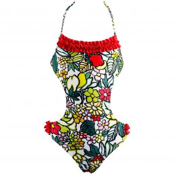 Red Point Beachwear, Infantil, Niña, Bañador niña, Trikini, Talla ESP: 6 años, Multicolor, Bormeo, Estampado flores