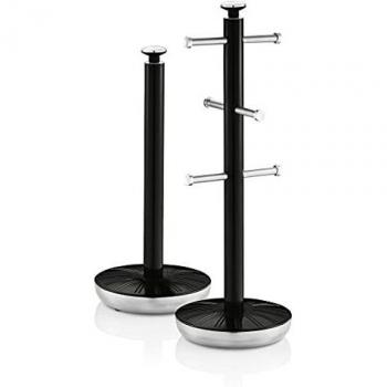 Swan Products Ltd Swan SWKA1054BN-Toallero y árbol para Tazas, diseño Retro, Color Negro, Talla única